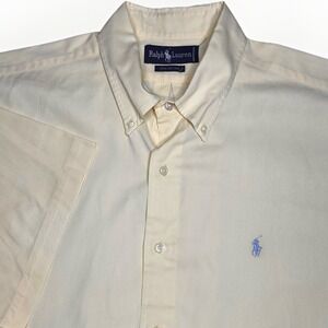 Vintage Polo Ralph Lauren Shirt Men 3XL Lemonade Cotton Short Sleeve Button Down
